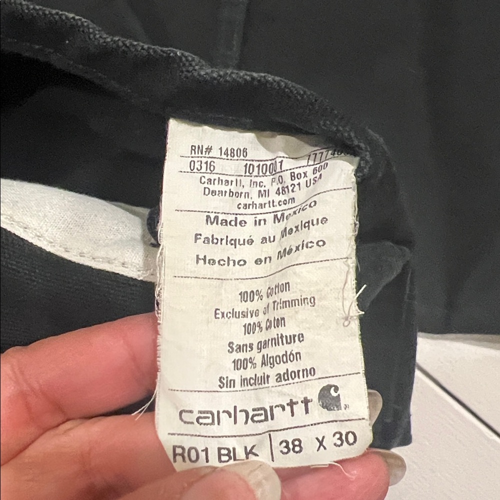 Vintage 90s Carhartt R01 BLK Black Duck Double Knee Bib Overalls size 38 - Picture 16 of 16